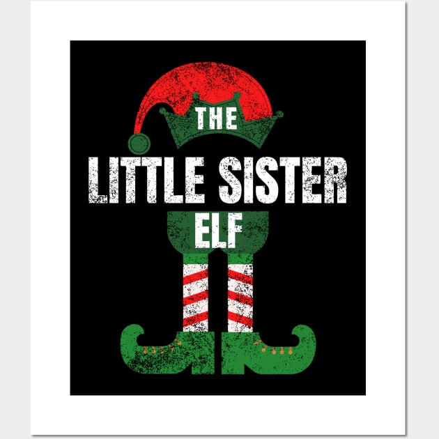 Little Sister Elf Christmas Gift Sis Matching Family Pajamas Wall Art by Smoothbeats